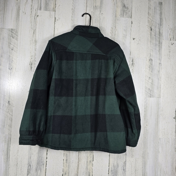 Berkley Jensen Men's green and black plaid sherpa button jacket size XL - Picture 10 of 11